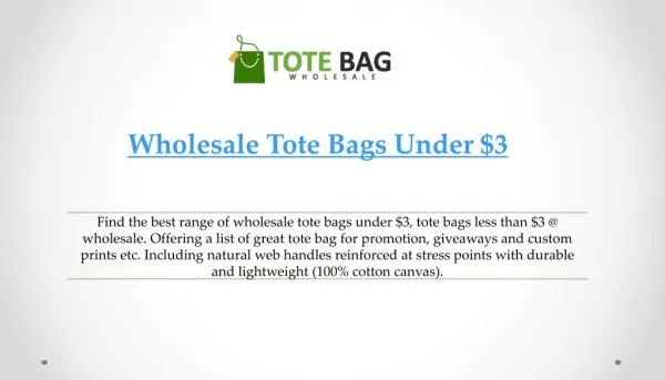 Wholesale Tote Bags Under $3
