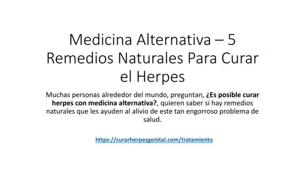 Medicina Alternativa - 5 Remedios Naturales Para Curar Herpes