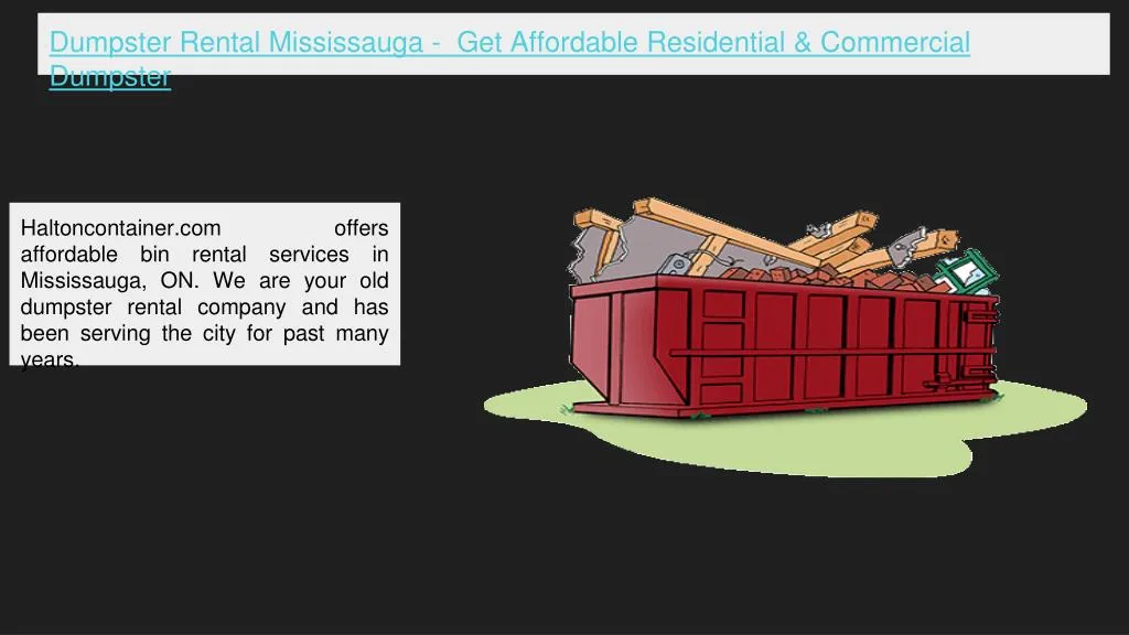 dumpster rental mississauga get affordable