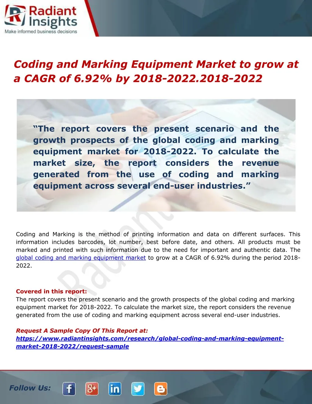 coding and marking equipment market to grow