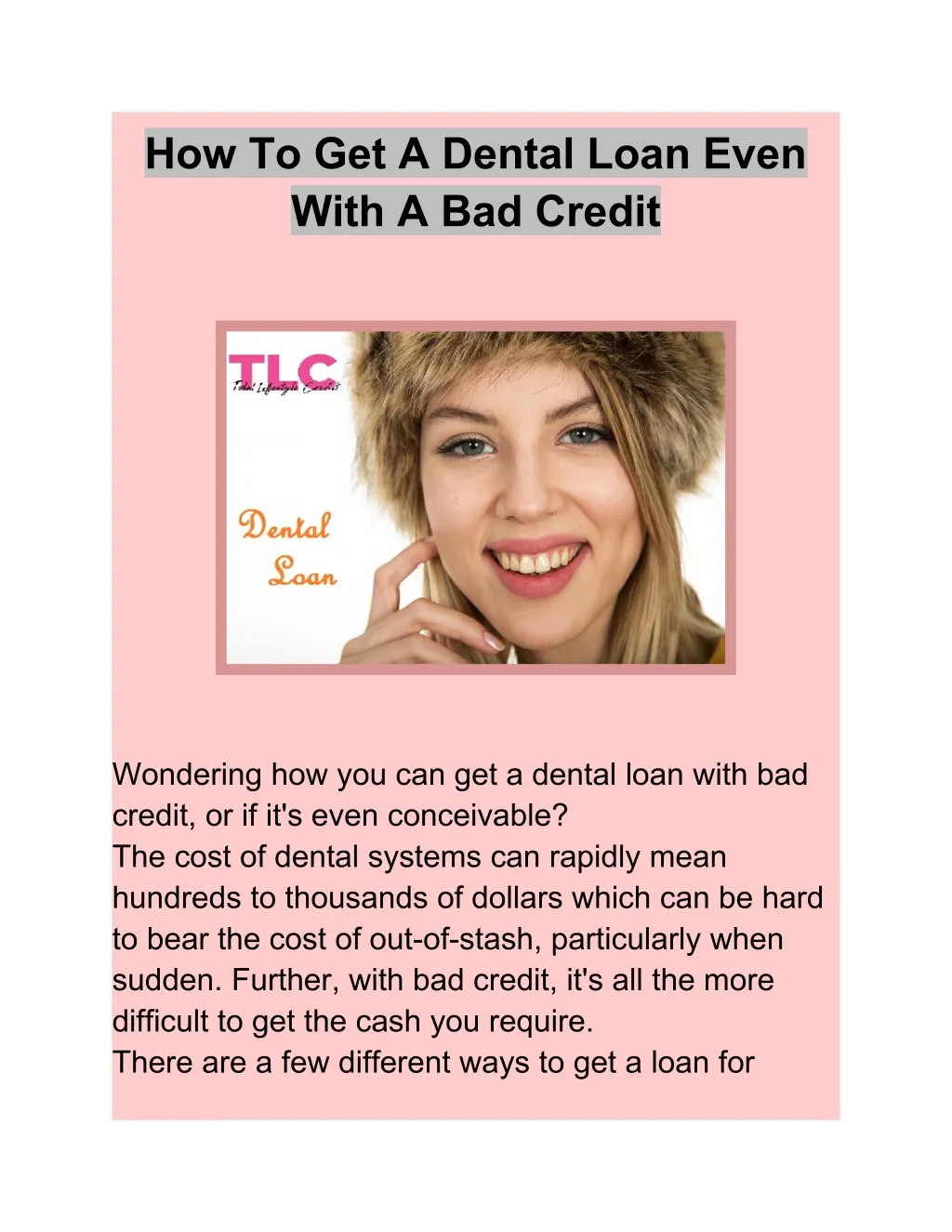 how to get a dental loan even with a bad credit