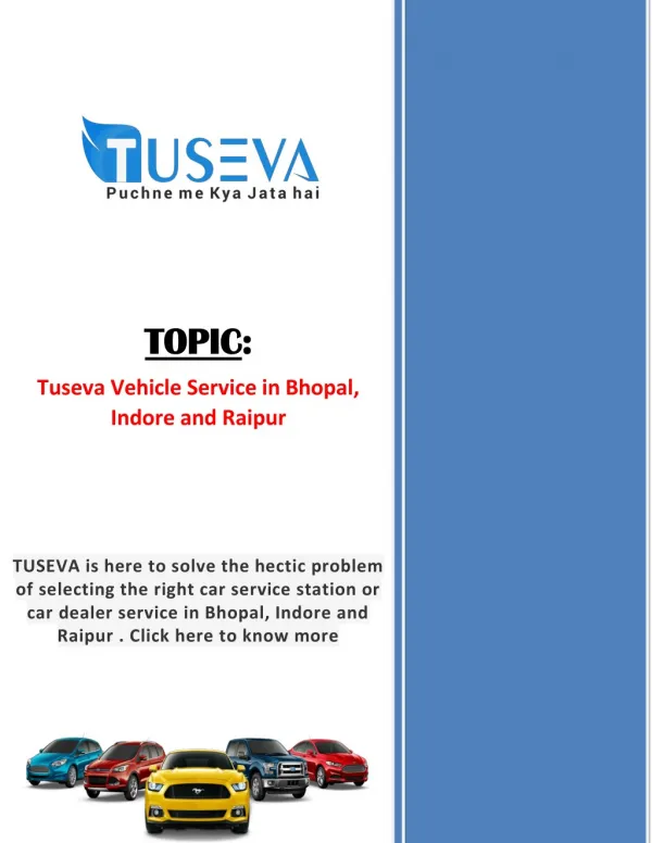 Car Dealers & Service Center |Bhopal | Indore | Raipur - Tuseva
