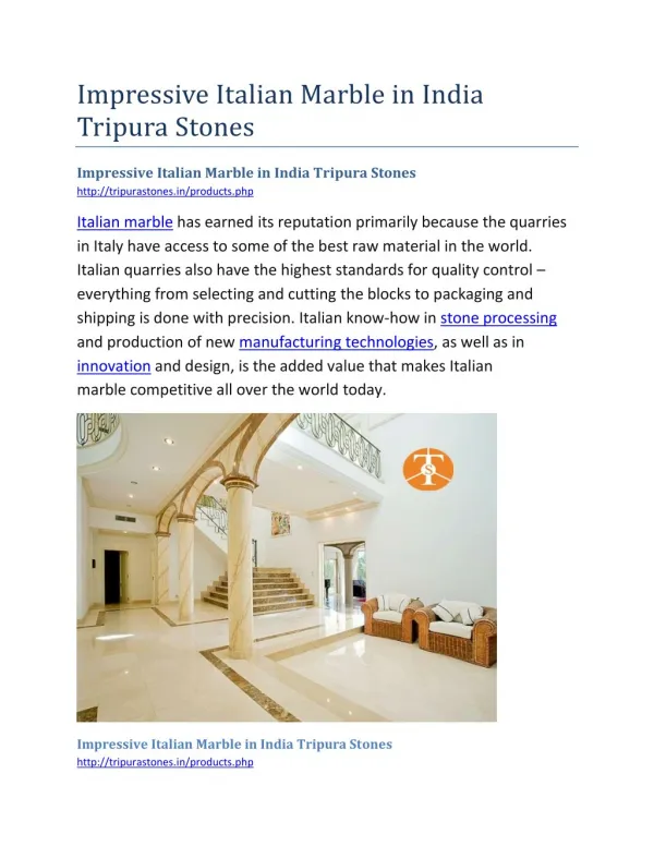 Impressive Italian Marble in India Tripura Stones