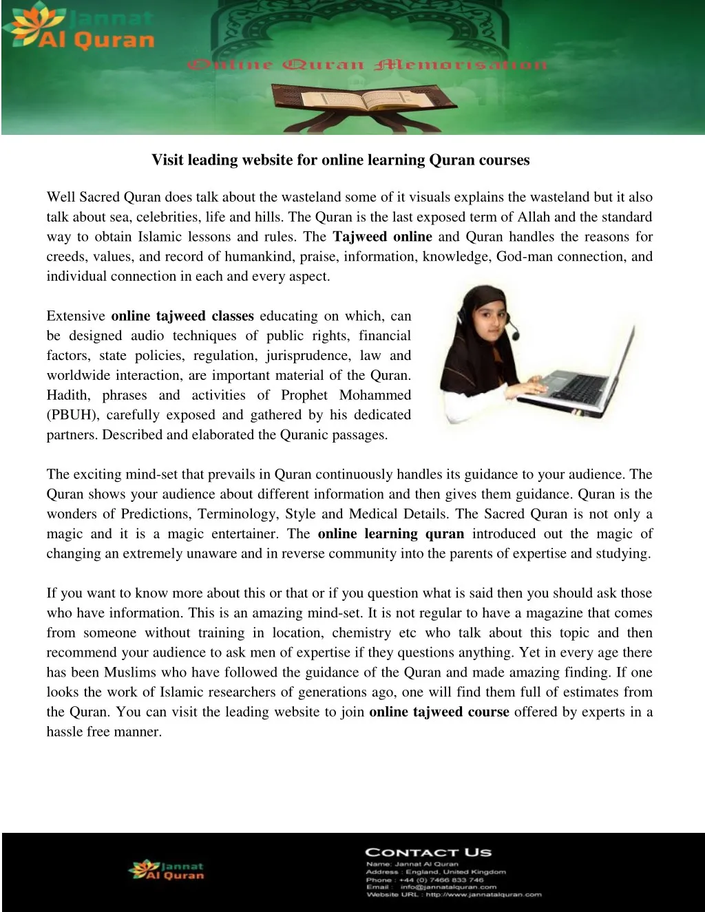 visit leading website for online learning quran