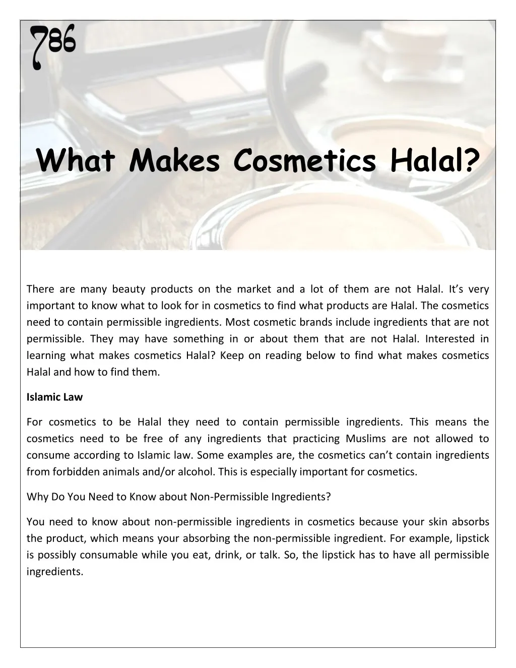 what makes cosmetics halal