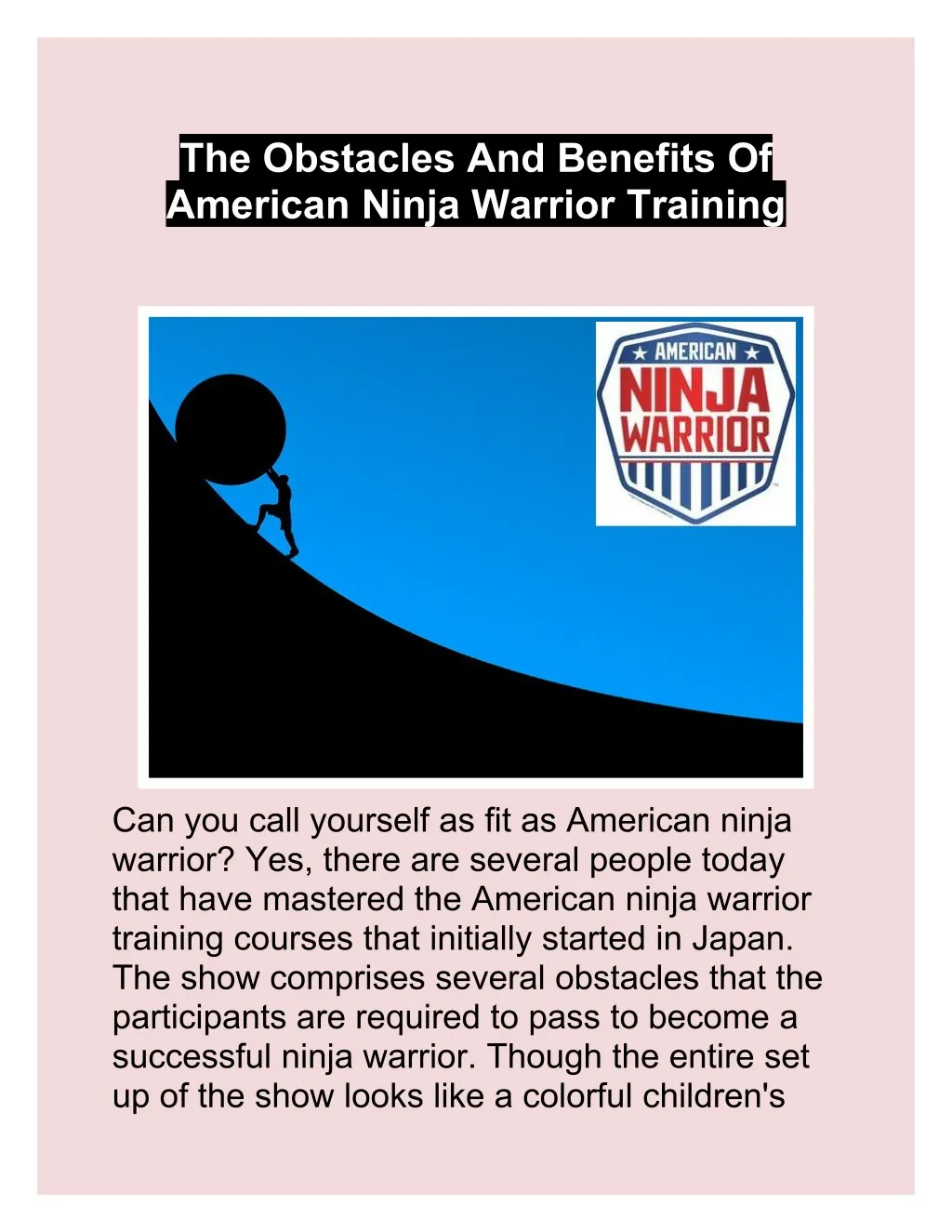 the obstacles and benefits of american ninja