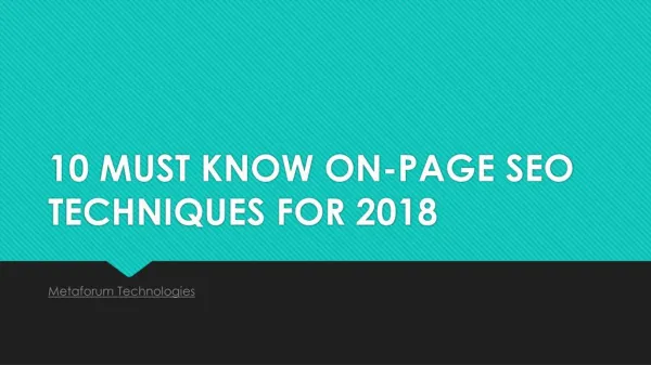 Top 5 SEO On Page Techniques 2018