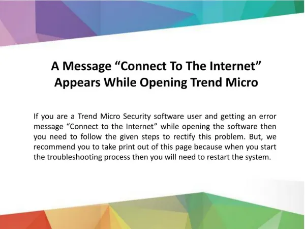Connect To The Internet Message Trend Micro Antivirus