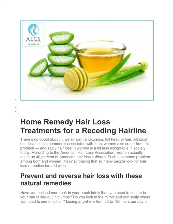 Home Remedy Hair Loss Treatments for a Receding Hairline