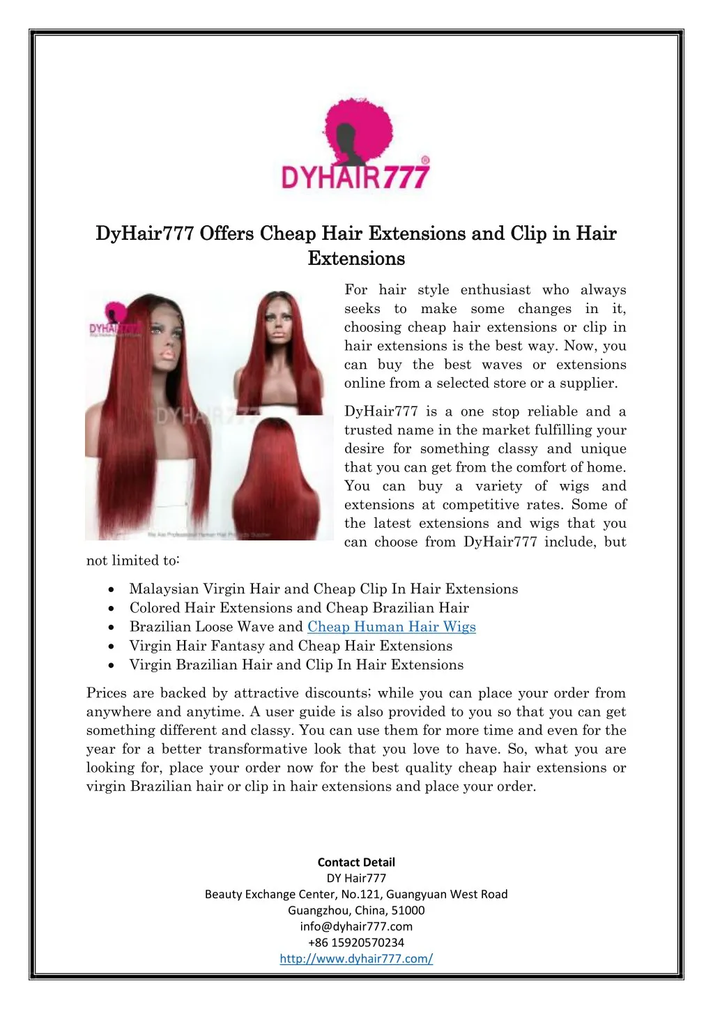 dyhair777 offers cheap hair extensions and clip