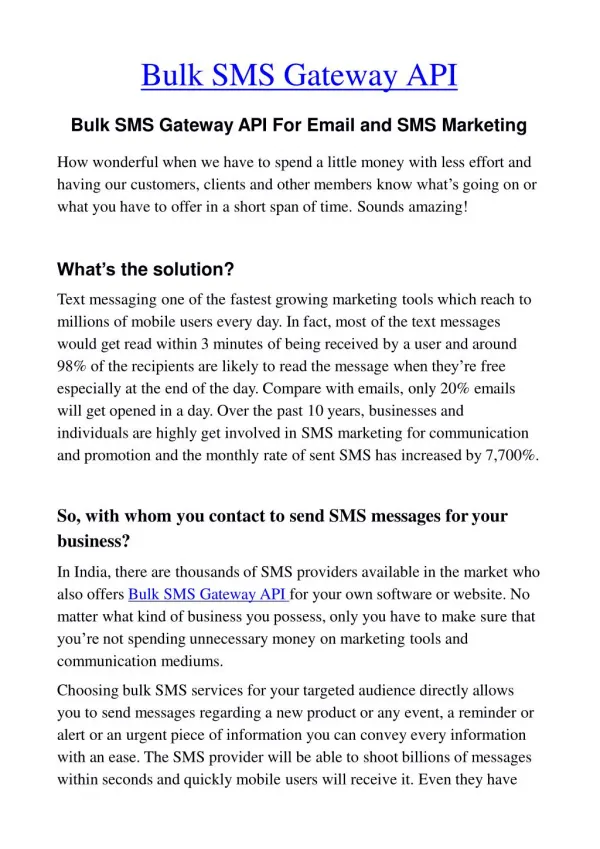 bulk sms gateway api