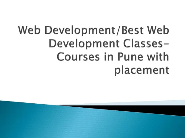 Web Development/Best Web Development Classes-Courses in Pune with placement