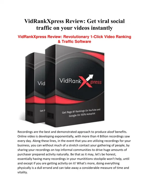 VidRankXpress Review - Get viral social traffic on your videos instantly