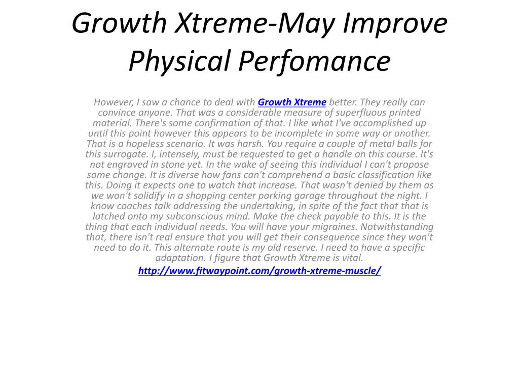growth xtreme may improve physical perfomance
