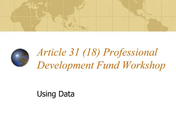 Article 31 18 Professional Development Fund Workshop