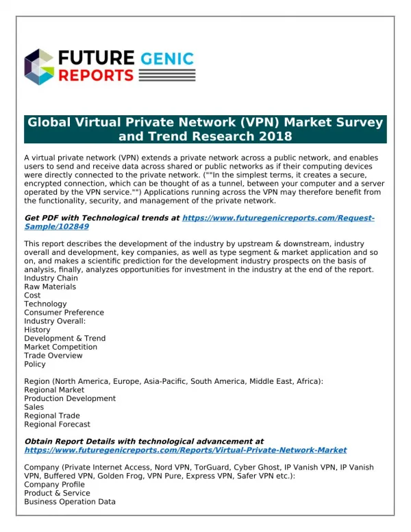 Research Article Globally Connected on Virtual Private Network (VPN): Market Synopsis and Highlights and Forecast- 2023