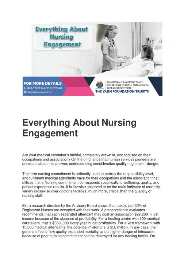 Everything About Nursing Engagement