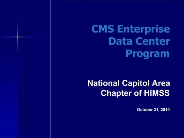 National Capitol Area Chapter of HIMSS October 21, 2010