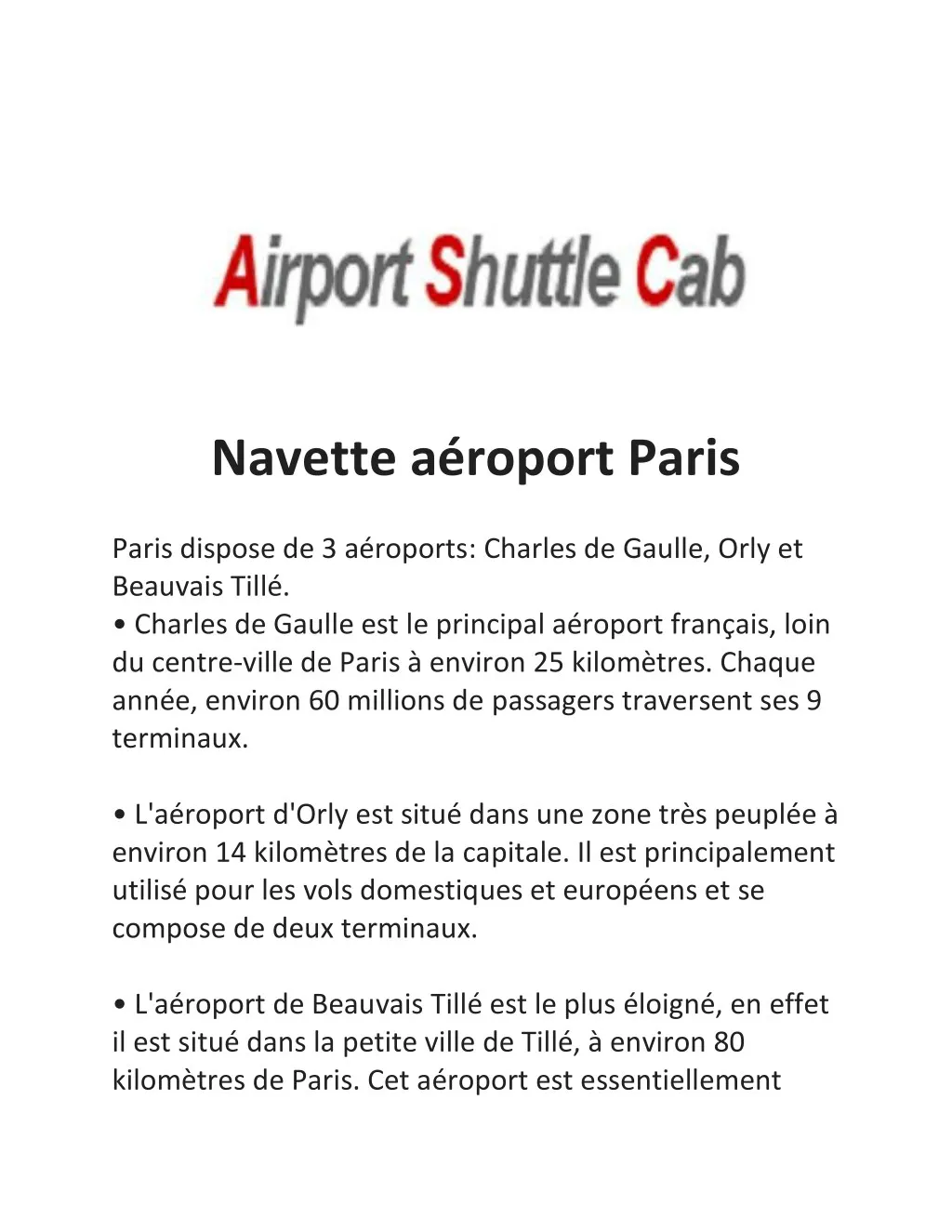 navette a roport paris