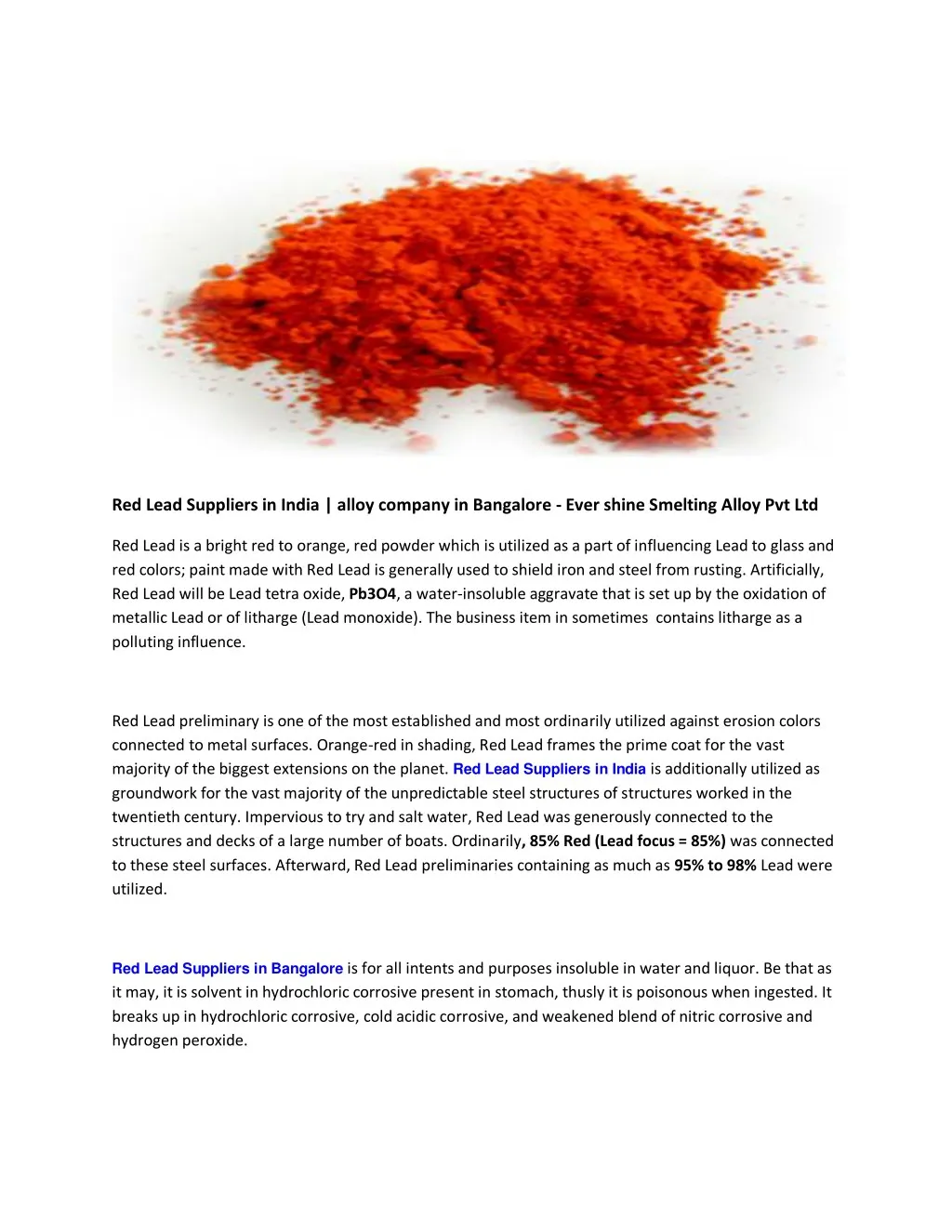red lead suppliers in india alloy company