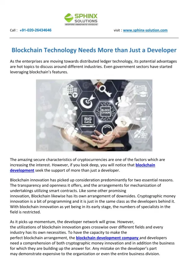 Blockchain Technology Needs More than Just a Developer
