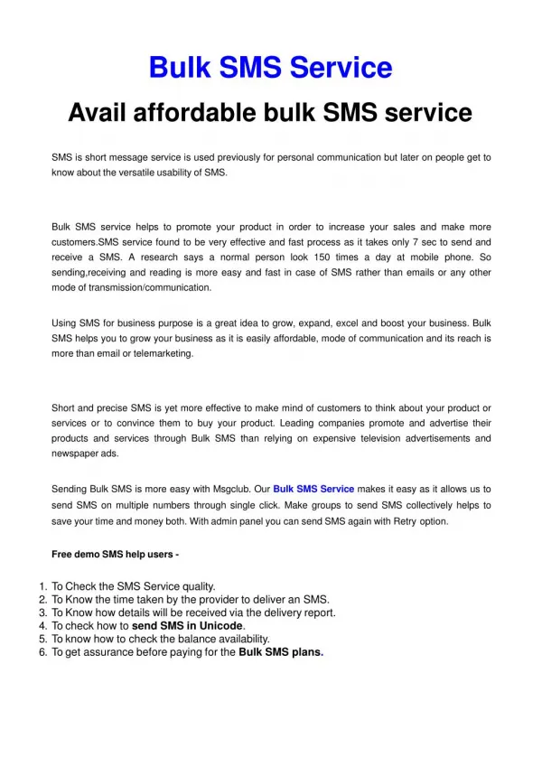 Avail affordable bulk SMS service