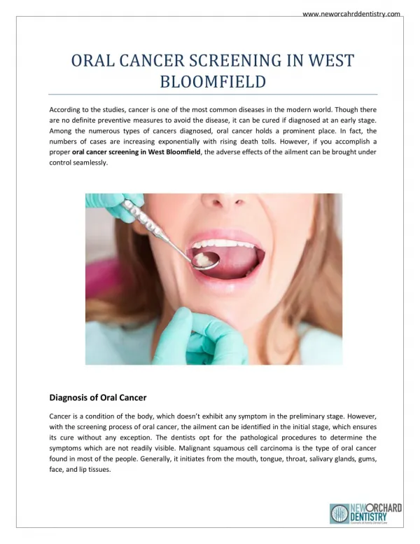 Oral Cancer Screening In West Bloomfield | New Orchard Dentistry