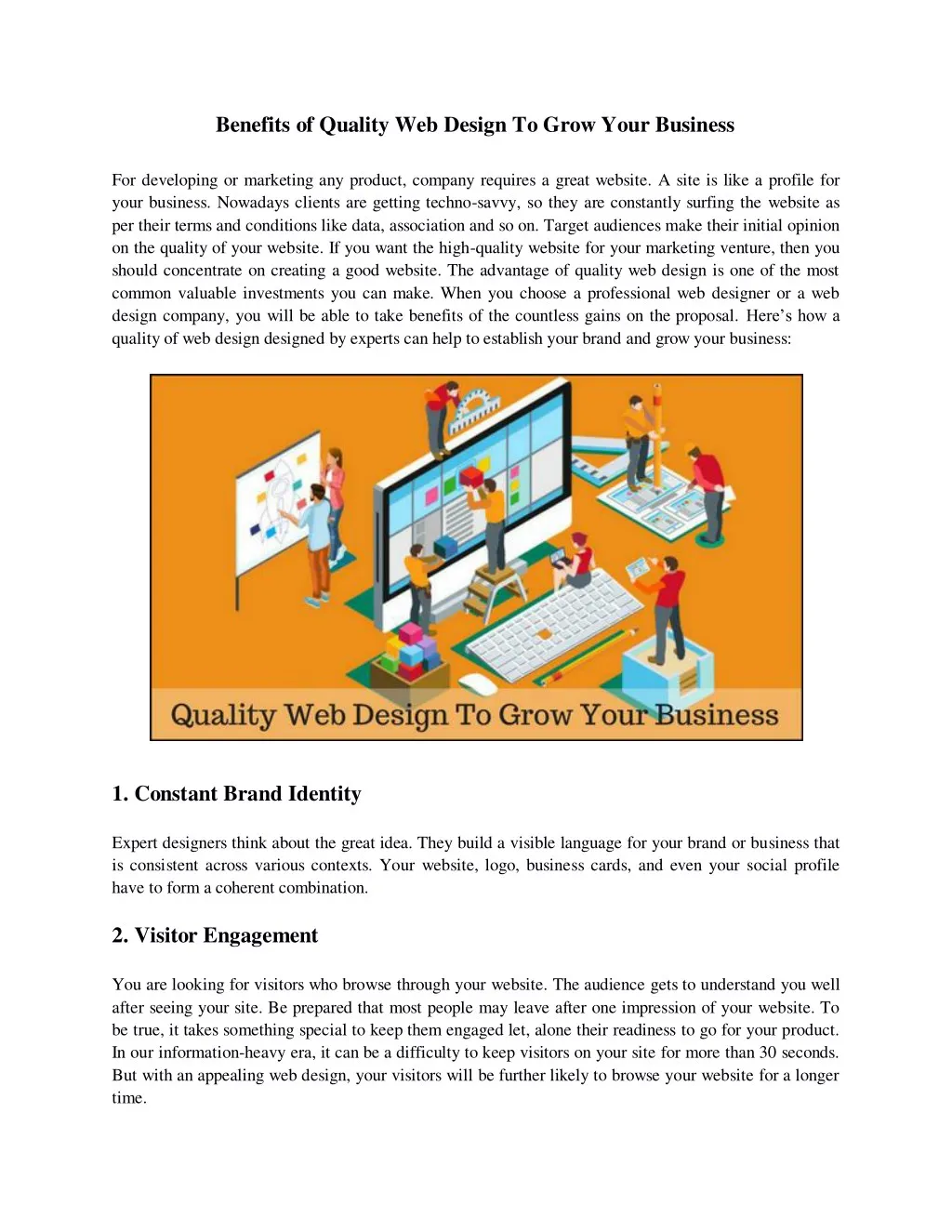 benefits of quality web design to grow your