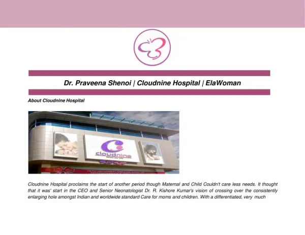 Dr. Praveena Shenoi | Cloudnine Hospital | ElaWoman