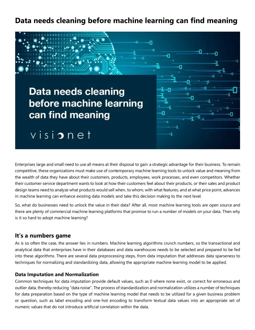 data needs cleaning before machine learning