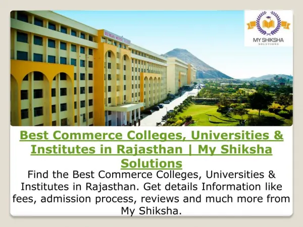 Best Commerce Colleges, Universities & Institutes in Rajasthan | My Shiksha Solutions