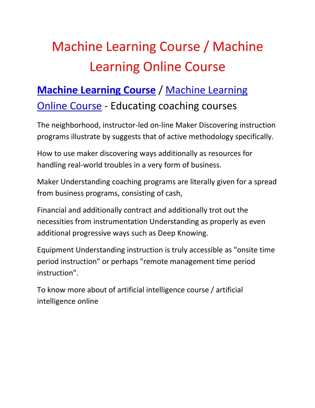 machine learning course machine learning online