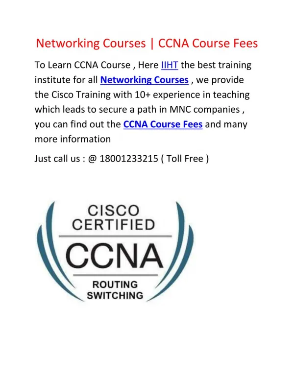 Cisco Training | CCNA Course Fees | Networking Courses
