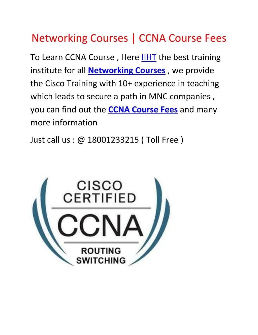 networking courses ccna course fees