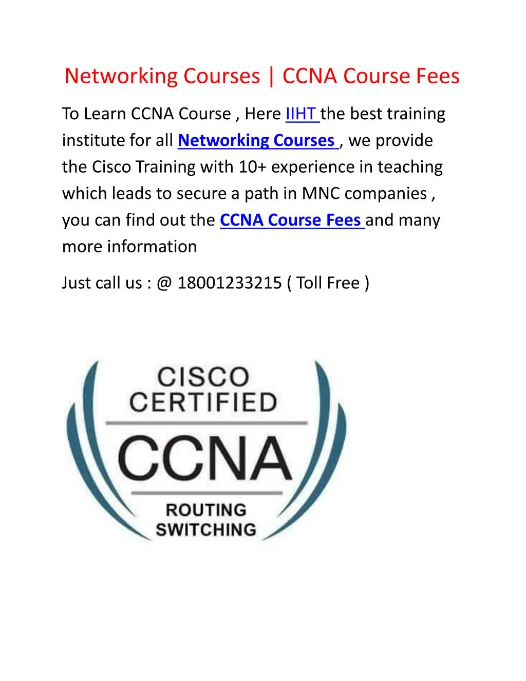 networking courses ccna course fees