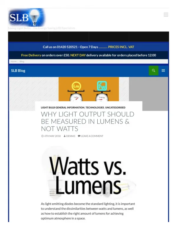 WHY LIGHT OUTPUT SHOULD BE MEASURED IN LUMENS & NOT WATTS