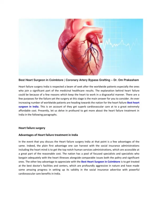 Best Heart Surgeon in Coimbtore | Coronary Artery Bypass Grafting – Dr. Om Prakasham