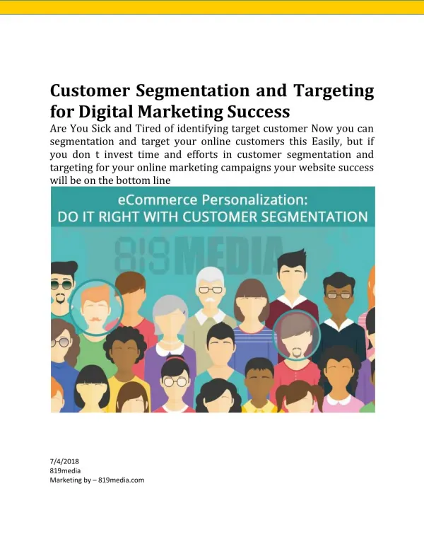 Customer Segmentation and Targeting for Digital Marketing