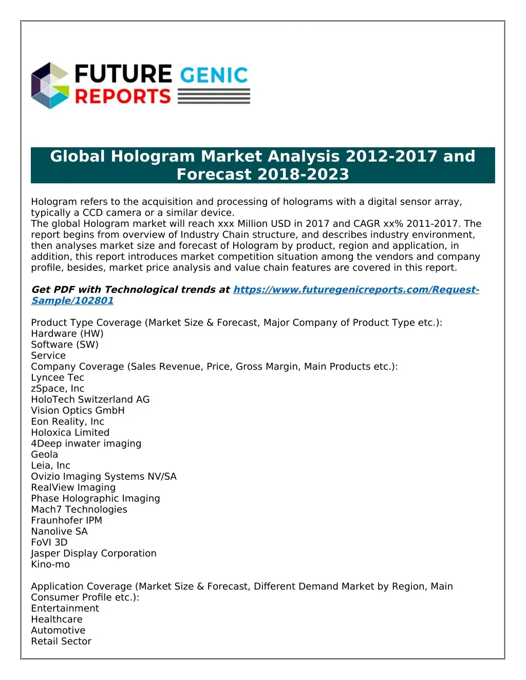 global hologram market analysis 2012 2017