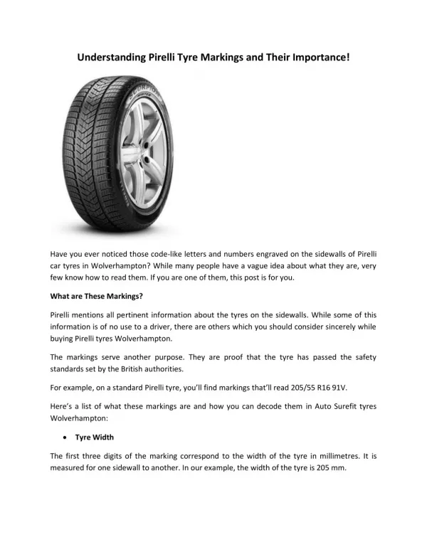 Understanding Pirelli Tyre Markings and Their Importance!