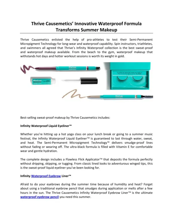 Thrive Causemetics’ Innovative Waterproof Formula Transforms Summer Makeup
