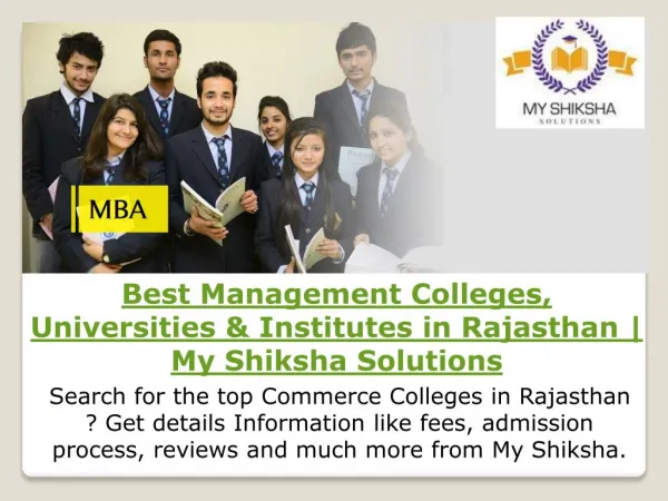 Best Management Colleges, Universities & Institutes in Rajasthan | My Shiksha Solutions