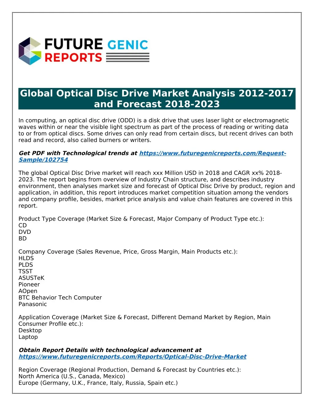 global optical disc drive market analysis 2012