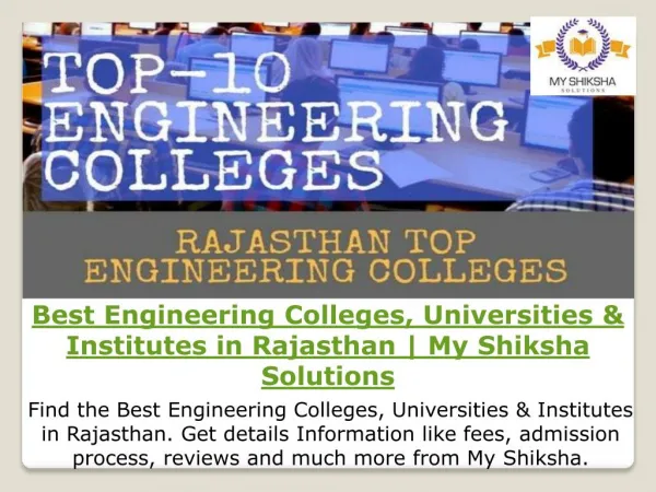 Best Engineering Colleges, Universities & Institutes in Rajasthan | My Shiksha Solutions
