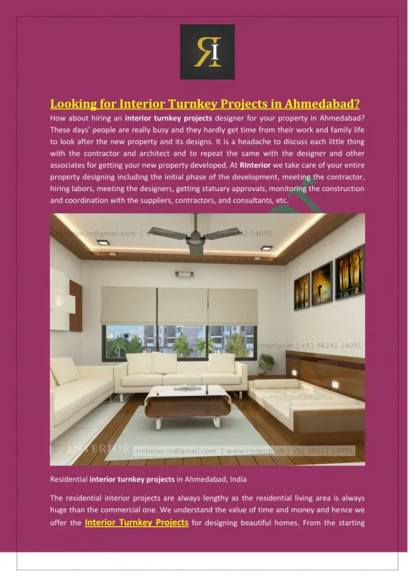 Looking for Interior Turnkey Projects in Ahmedabad?