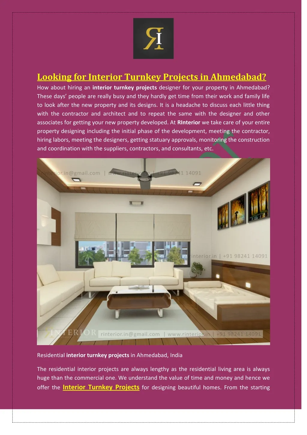 looking for interior turnkey projects