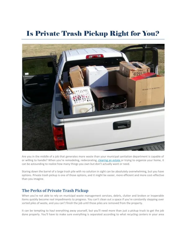 Is Private Trash Pickup Right for You