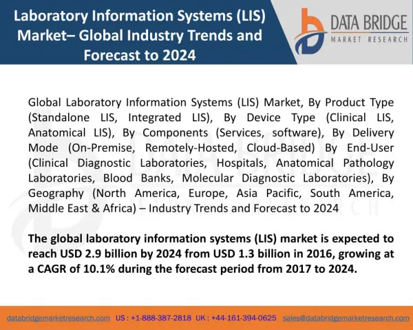 Global Laboratory Information Systems (LIS) Market – Industry Trends and Forecast to 2024