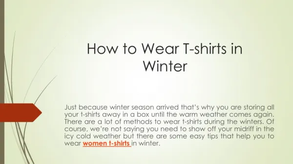 How to Wear T-shirts in Winter