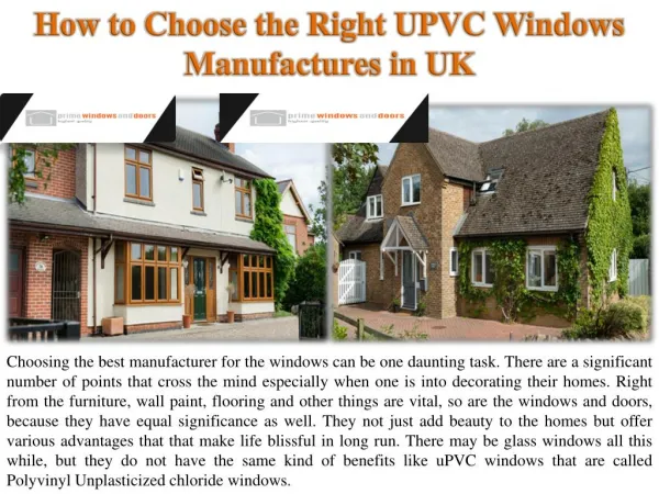 How to Choose the Right UPVC Windows Manufactures in UK